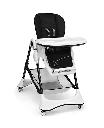 Sugift A Shaped Baby High Chair with Lockable Wheels