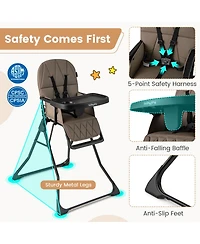 Sugift Compact Baby High Chair with Removable Tray and Pu Cushion