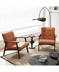 Sugift Mid Century Modern Accent Chair with Solid Wood Frame