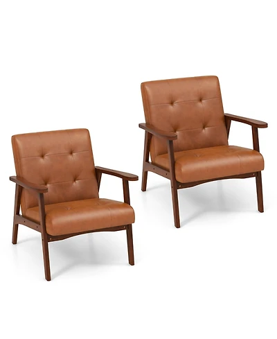 Sugift Mid Century Modern Accent Chair with Solid Wood Frame