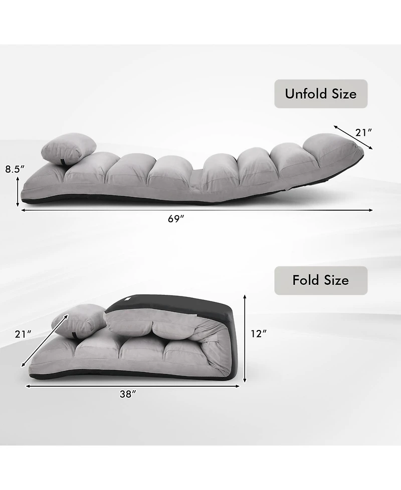 Sugift Folding Lazy Sofa Chair with Detachable Pillow