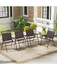 Sugift Set of Four Patio Folding Dining Chairs with Armrests