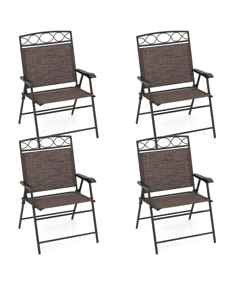 Sugift Set of Four Patio Folding Dining Chairs with Armrests