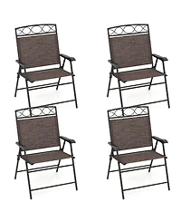 Sugift Set of Four Patio Folding Dining Chairs with Armrests