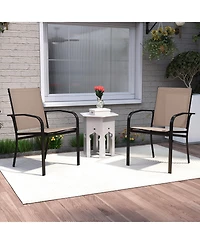 Sugift Outdoor Dining Chairs Set of Two with High Back and Metal Frame
