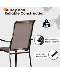 Sugift Patio Dining Chairs Set of Two with Wide Seat and Metal Frame