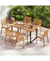 Sugift Two Piece Patio Dining Chairs with Acacia Wood Construction