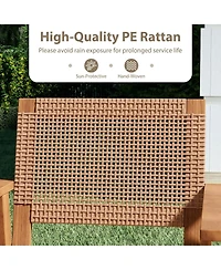 Sugift Acacia Wood Patio Dining Chairs Set of Two with Rattan Design