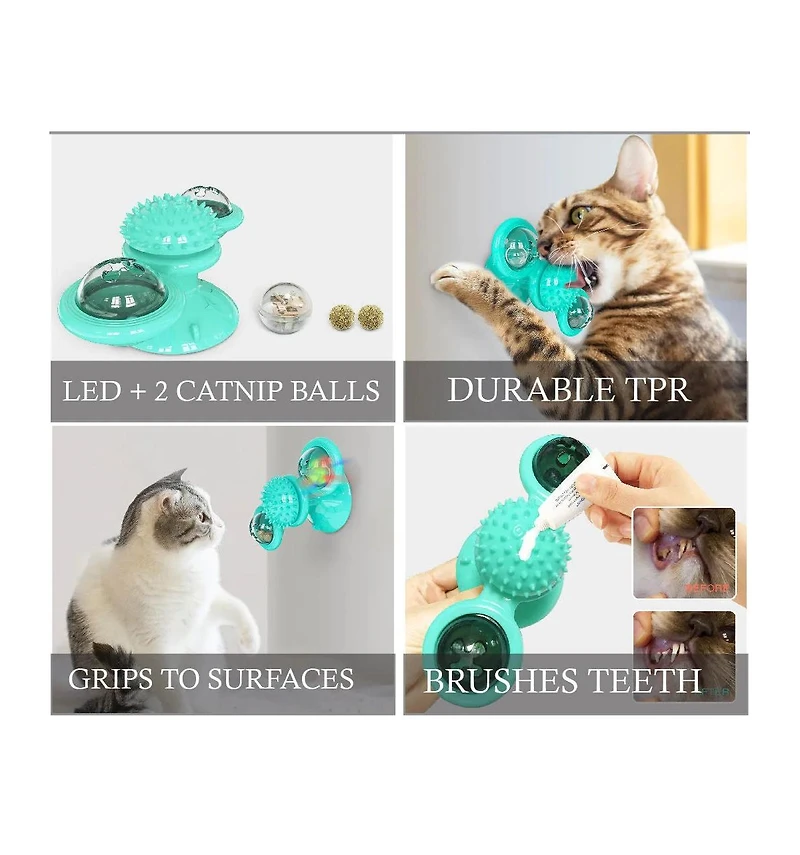Zeus and Ruta Windmill Style Rotating Suction Cup Cat Toy Spinning Interactive Window Mounted Kitten Plaything