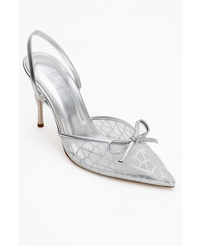 Prologue Shoes Women's Peony Mesh Bow Pointed Toe Pump