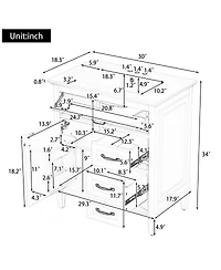Sillysis 30 Inch Bathroom Vanity with Ceramic Sink, Solid Wood Freestanding Cabinet with Flip Drawer and Soft-Close Door
