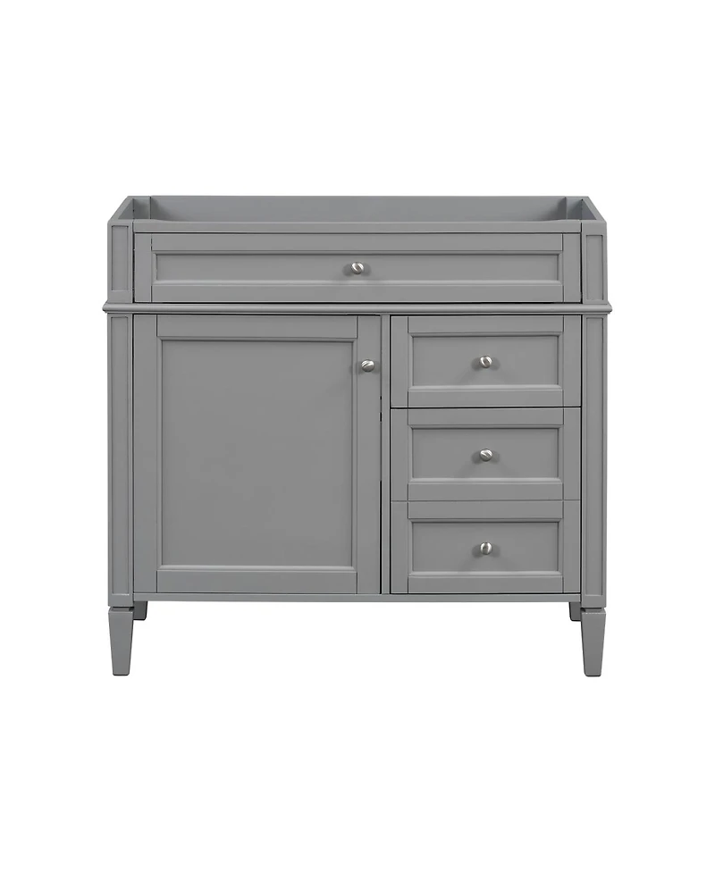 Sillysis 36 Inch Modern Bathroom Vanity without Top Sink, Soft Close Drawers and Adjustable Shelf for Small Spaces