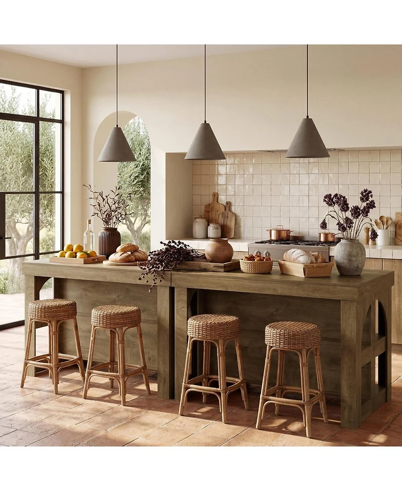 Tribesigns Kitchen Island with Storage, 55-Inch Large Stationary Center Island with 3 Shelves and Seating Space, Farmhouse Wooden Bar Table