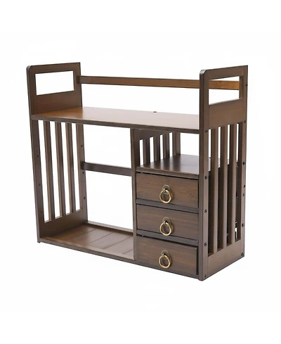 Yigii Wood Desktop Bookshelf Organizer 3 Drawers Sturdy Storage Shelves Office Home