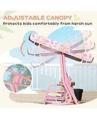 Qaba Kids Porch Swing, 2-Seater Outdoor Patio Swing with Safety Belt