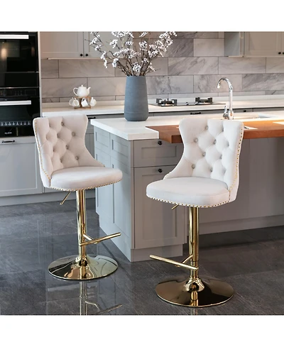 Rainsken Velvet Swivel Bar Stools Set of 2