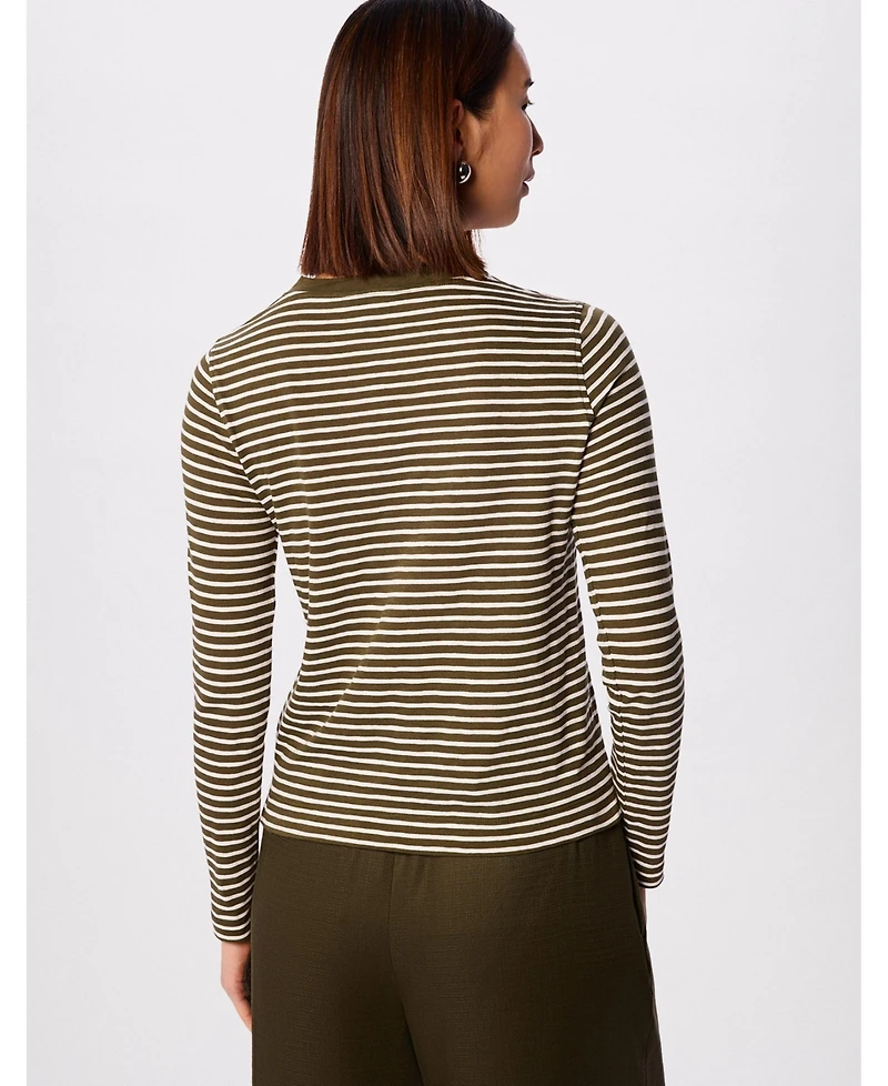 Whistles Women's Stripe Crew Neck Pocket Top