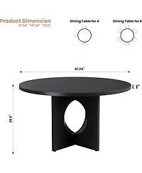 gaomon 47" Round Dining Table for 4-6 People - Circle Kitchen Dinner Table with Sturdy Pedestal Base, Space Saving Dinning Room Furniture