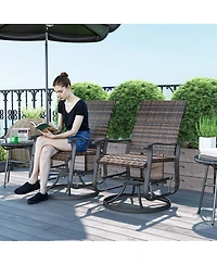 Outsunny Outdoor Glider Chair Set Wicker Swivel Patio