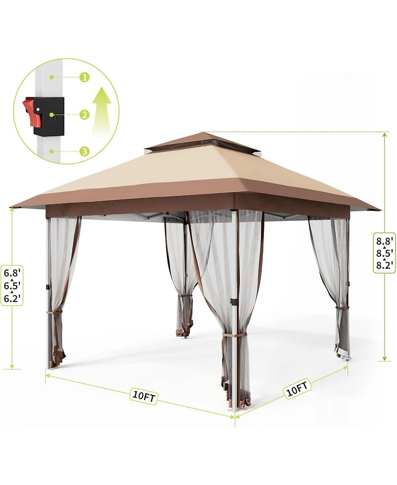 gaomon Pop Up Gazebo, Outdoor Canopy Tent with Mosquito Netting, Curtains