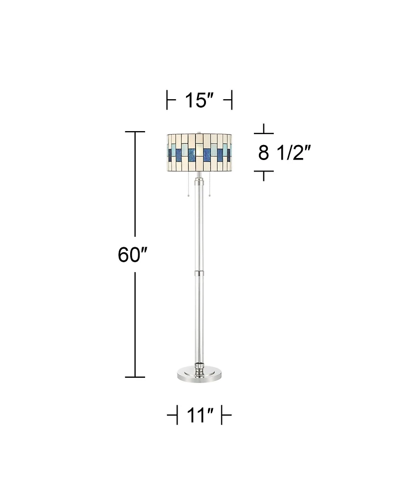 Robert Louis Tiffany Andra High Art Glass Drum Shade Floor Lamp