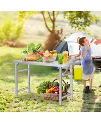 gaomon Stainless Steel Folding Table (48x24 in) - Commercial Work Table for Home, Kitchen, Restaurant, Garage, Camping, Outdoor, 520 Lbs Load