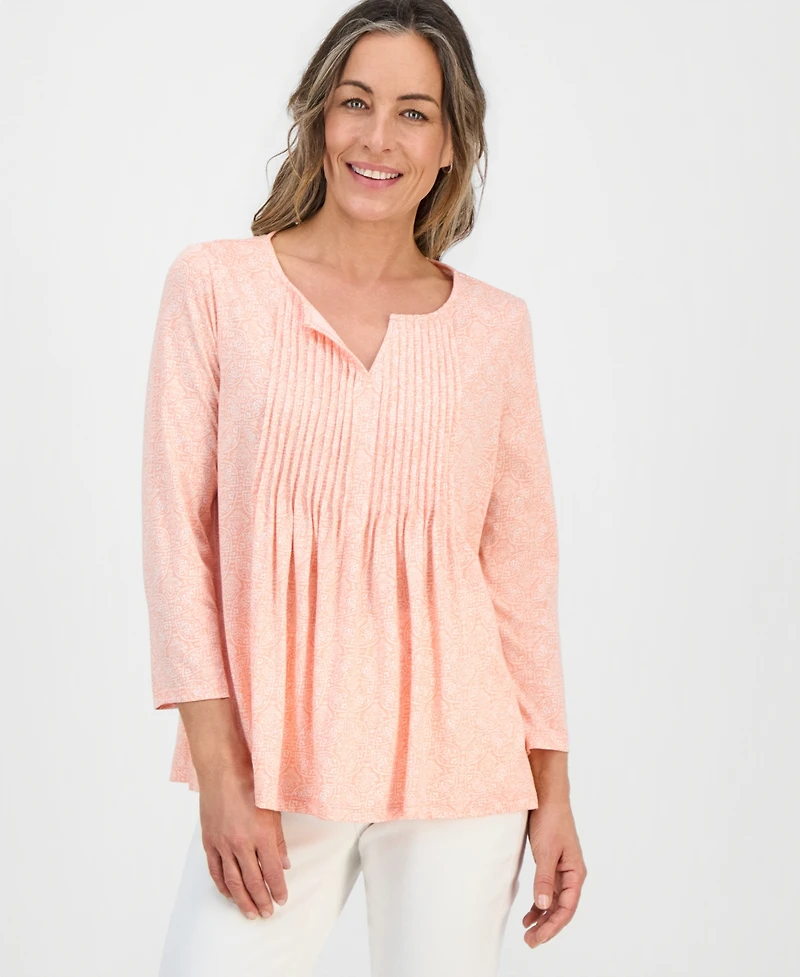 Style & Co Petite Pintuck Long-Sleeve Top, Macy's Exclusive