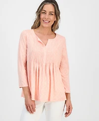 Style & Co Petite Pintuck Long-Sleeve Top, Macy's Exclusive