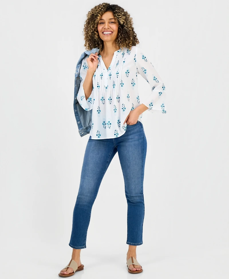 Style & Co Petite Pintucked V-Neck Top, Macy's Exclusive