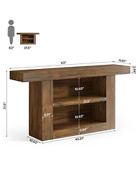 Tribesigns 63-Inch Console Table with Storage, 3-Tier Farmhouse Entryway Table with U-Shaped Base, Wooden Sofa Furniture Behind The Couch