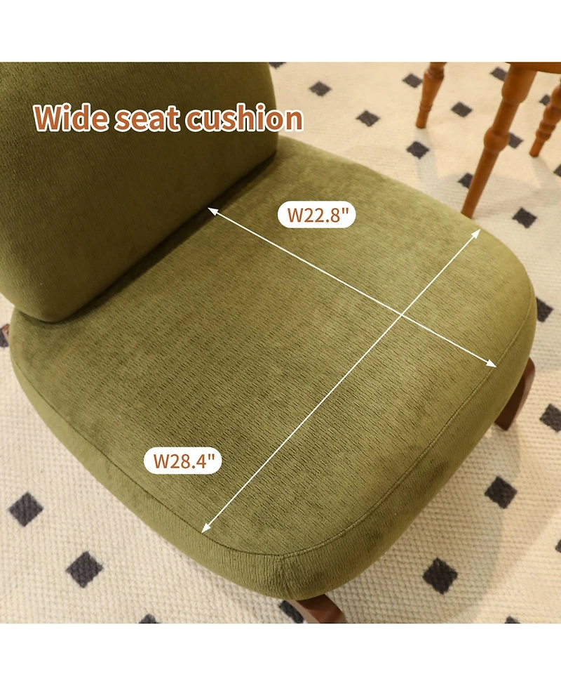 Rainsken Velvet Accent Chair, Comfy Reading Chair, Living Room Chair with Solid Wood Legs and Soft Cushion for Bedroom, Balcony