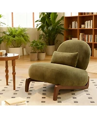 Rainsken Velvet Accent Chair, Comfy Reading Chair, Living Room Chair with Solid Wood Legs and Soft Cushion for Bedroom, Balcony