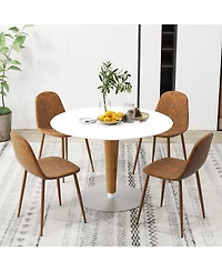 Gymax Dining Chair Set of 4 Faux Pu Leather Upholstered Kitchen Chairs with Metal Legs