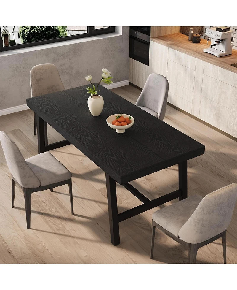 gaomon Industrial Dining Table for 4-6 People, 63" Long Large Kitchen Table with Sturdy Metal Frame, Rectangular Counter