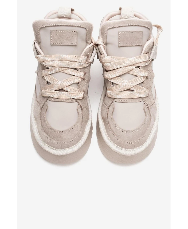 Forever & Always Shoes Women's Riven Leather Platform Sneaker