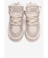 Forever & Always Shoes Women's Riven Leather Platform Sneaker