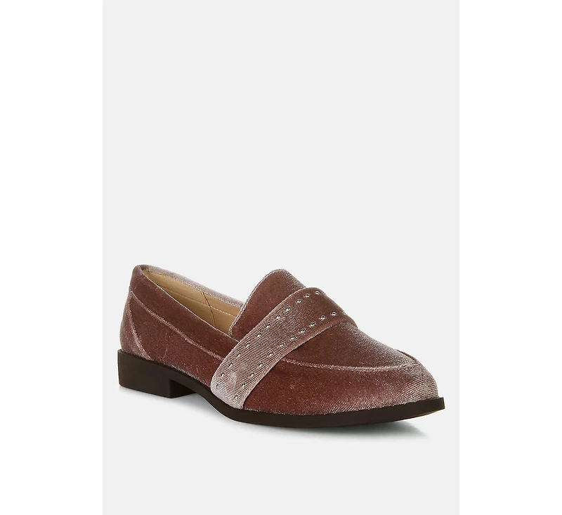 Walkin Stud Detail Velvet Loafers