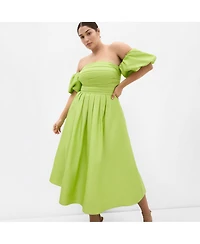 City Chic Women's Rosalee Puff Sleeve Midi Dress