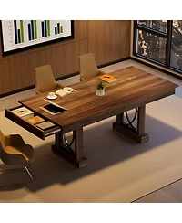 gaomon 71-Inch Wooden Kitchen Table with Two Drawers, Large Dining Table for 6-8 w/Large Tabletop and Sturdy Frame, Rectangular Dining Table