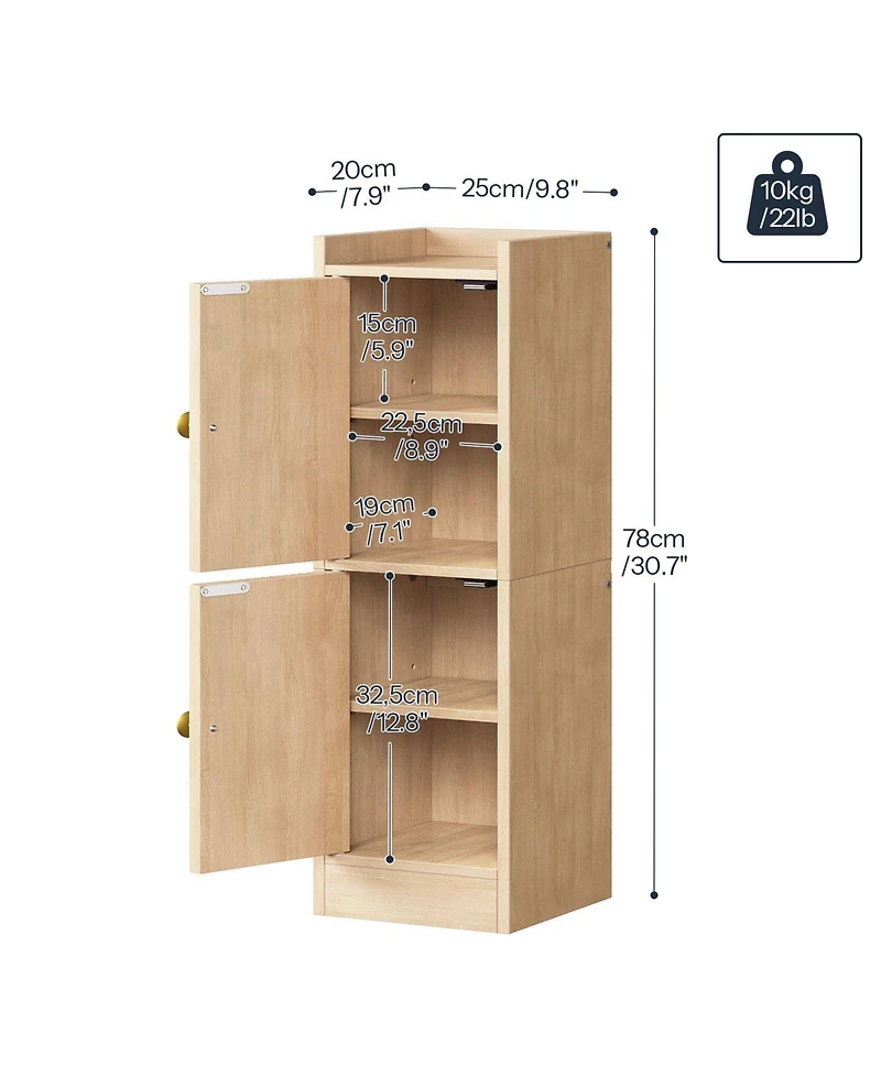 Yigii Small Bathroom Storage Cabinet Farmhouse Floor 2 Adjustable Shelves Double Doors Slim Narrow Toilet Paper Organizer