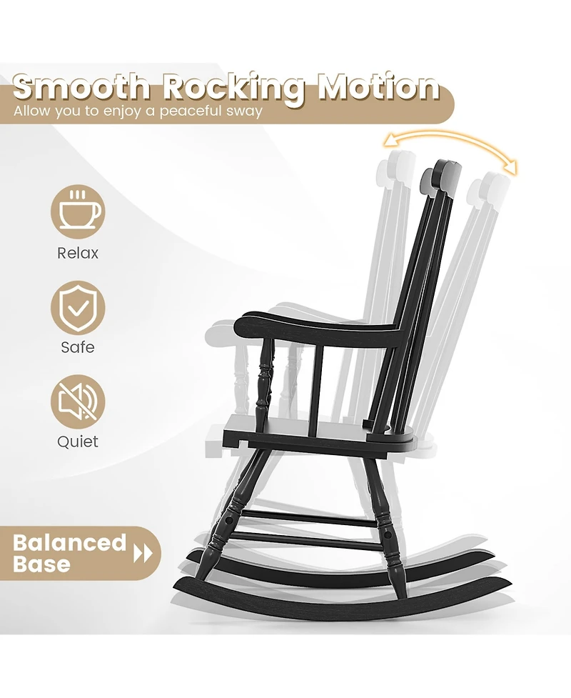 Gymax Wooden Rocking Chair Single Rocker Indoor Garden Patio Yard
