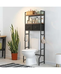 Yigii Over The Toilet Storage Cabinet Freestanding 2 Tier Shelves Fabric Drawers Tall Organizer