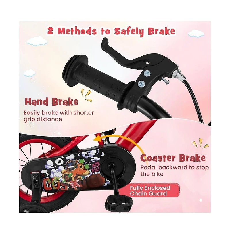 Hongge 12 Inch Kids Bike Adjustable with Storage Basket and Double Brake for 3-4 Years Old