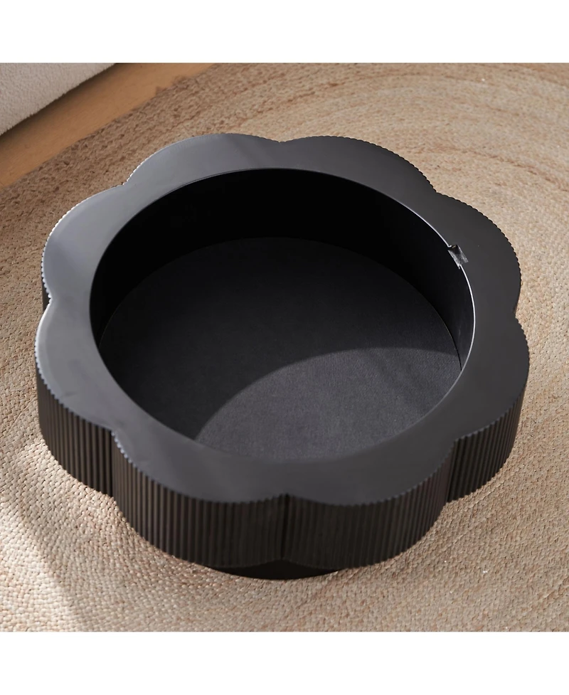 Rainsken Flower Shaped Coffee Table, 31.5" Modern Wood Center Table with Storage for Living Room