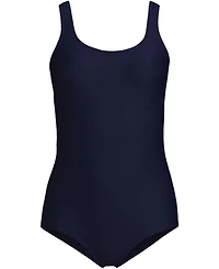 Lands' End Women's Long Tugless Low Leg Ribbed One Piece Swimsuit