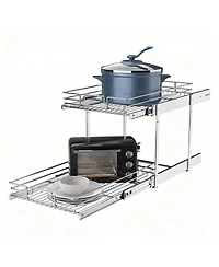 Yigii 2-Tier Metal Pullout Cabinet Organizer, Chrome