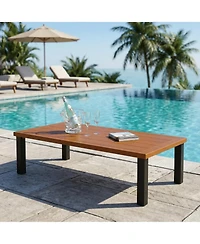 Tribesigns Rectangular Outdoor Coffee Table, Aluminum Patio Coffee Table with Rust-Resistant Frame, Modern Outdoor Table for Patio, Garden, Backyard