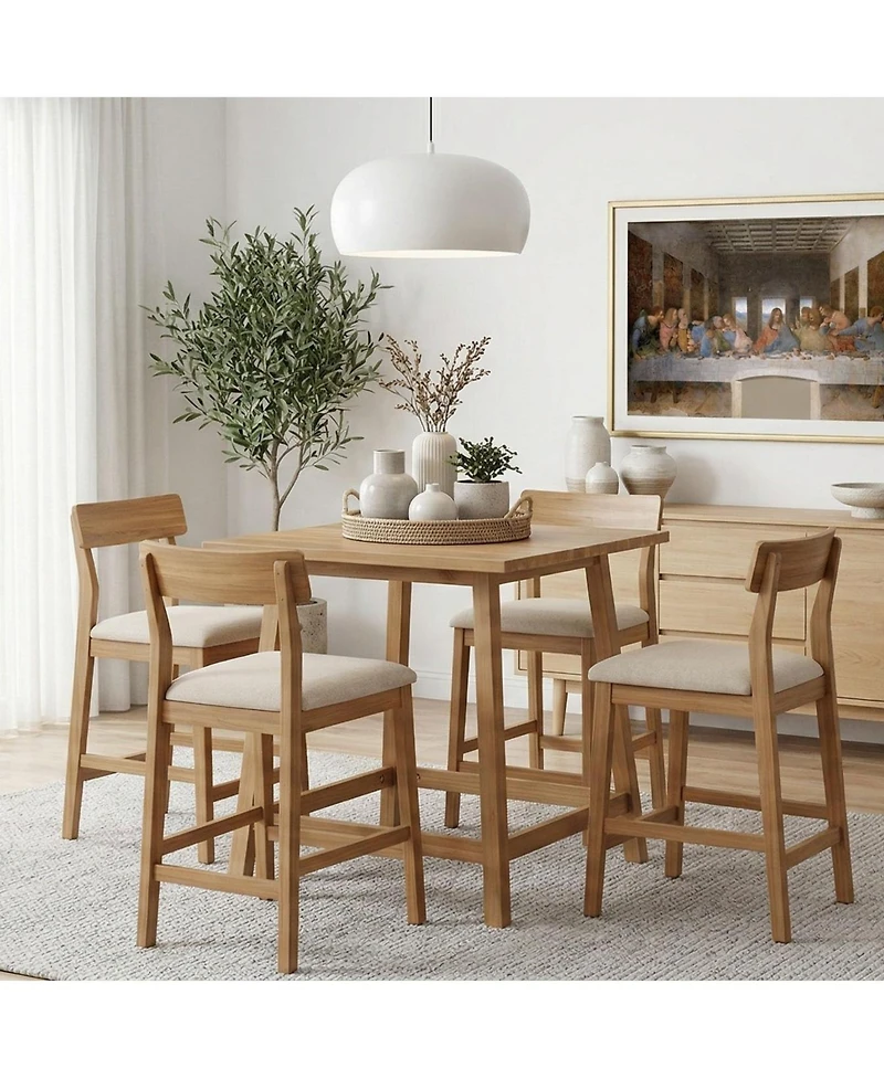 Tribesigns Solid Wood Counter Height Dining Table for 2-4, Farmhouse Square Kitchen Table