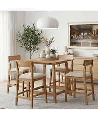 Tribesigns Solid Wood Counter Height Dining Table for 2-4, Farmhouse Square Kitchen Table