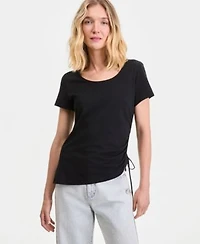 I.N.C. International Concepts Womens Short Sleeve Cinched T Shirt Macys Exclusive